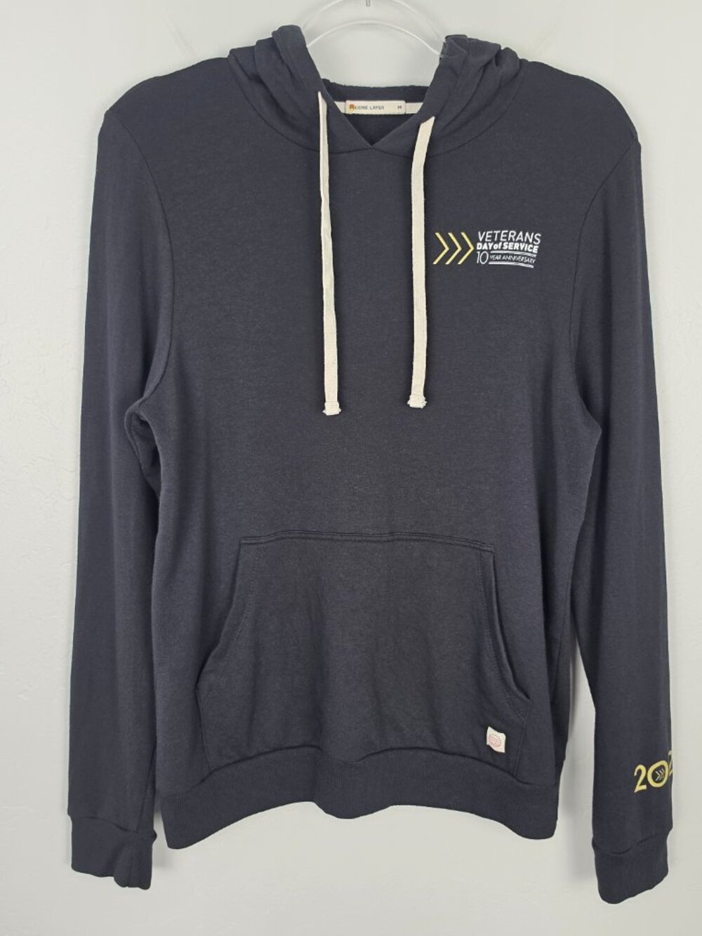 Marine Layer Sunset Pullover Hoodie Kangaroo Pocket Logos Black Women's Size M